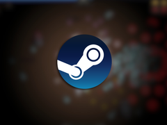 Sur la photo, le logo Steam est superposé à une capture d&#039;écran floue du jeu Power Fantasy. (Source de l&#039;image : Steam - édité)