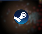 Sur la photo, le logo Steam est superposé à une capture d'écran floue du jeu Power Fantasy. (Source de l'image : Steam - édité)