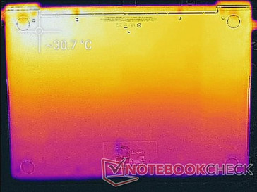 Huawei MateBook X Pro - Relevé thermique : Système au repos (au-dessous).