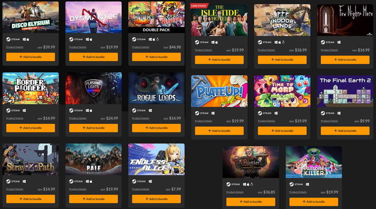 Tous les jeux inclus dans la collection (Image source : Fanatical)