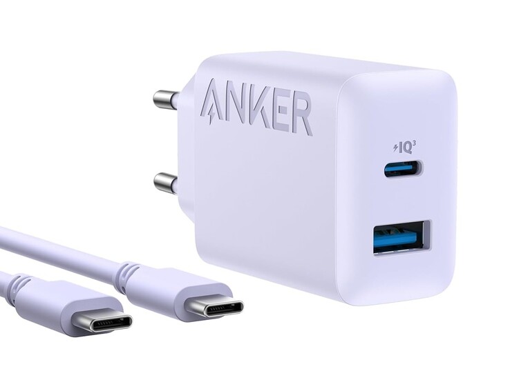 Le chargeur mural Anker 20W (2 ports) en violet (Source de l'image : Anker)