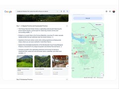 Les aperçus AI de Google Search peuvent désormais donner des idées et des avis sur les régions et les pays que les utilisateurs souhaitent visiter. (Source de l&#039;image : Google)