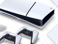 La console PS5 est présentée avec deux manettes (Source de l'image : Sony Interactive Entertainment avec modifications)