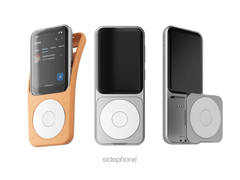 Le Sidephone SP-01 (photo) avec le clavier Sundial et l'étui en silicone. (Source de l'image : u/gosidephone via r/sidephone)