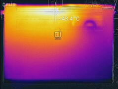 Lenovo IdeaPad 730S-13IWL - Relevé thermique, sollicitations maximales (au-dessous).