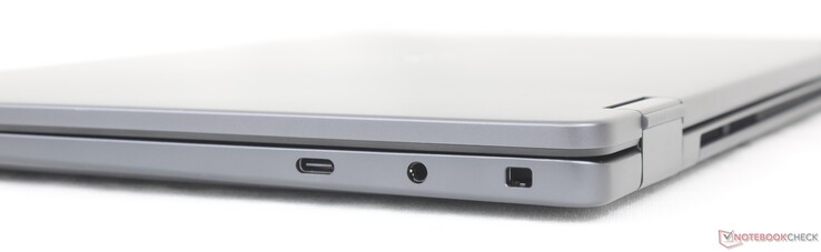 Exemple correct : USB-C 3.2 Gen.2 (20 Gbps) avec DisplayPort 1.4 + Power Delivery, casque 3,5 mm, Noble Lock