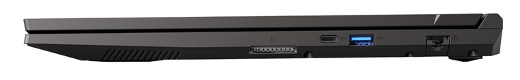 Côté droit : Lecteur de cartes, USB-C 3.2 Gen 2, USB-A 3.0, RJ45 LAN