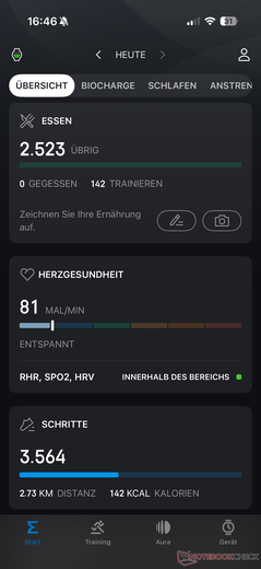 Entre autres, la consommation de calories et les pas sont suivis