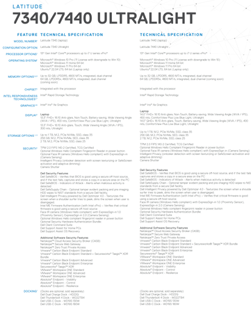 Dell Latitude 7340 Ultralight et Latitude 7440 Ultralight - Spécifications. (Source : Dell)