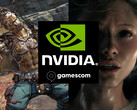 Bannière Nvidia Gamescom 2025 montrant les nouveaux jeux DLSS 4 (Source de l'image : Nvidia, Gamescom avec modifications)