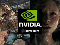 Bannière Nvidia Gamescom 2025 montrant les nouveaux jeux DLSS 4 (Source de l'image : Nvidia, Gamescom avec modifications)