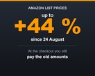 Graphique indiquant qu'Amazon a augmenté ses prix catalogue jusqu'à 44 %, tandis que les prix affichés à la caisse sont restés inchangés