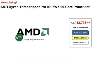 Liste de Provantage pour le Ryzen Threadripper PRO 9995WX. (Source de l'image : Provantage via VideoCardz)