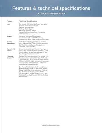 Dell Latitude 7320 Détachable - Spécifications - suite (Source de l'image : Dell)
