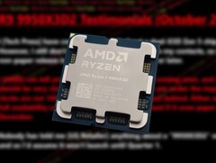 Les processeurs AMD X3D actuels, comme le Ryzen 7 9800X3D et le Ryzen 9 9950X3D, reposent sur un bloc V-Cache 3D de 64 Mo. (Source de l&#039;image : Notebookcheck, Moore&#039;s Law Is Dead on YouTube, édité)
