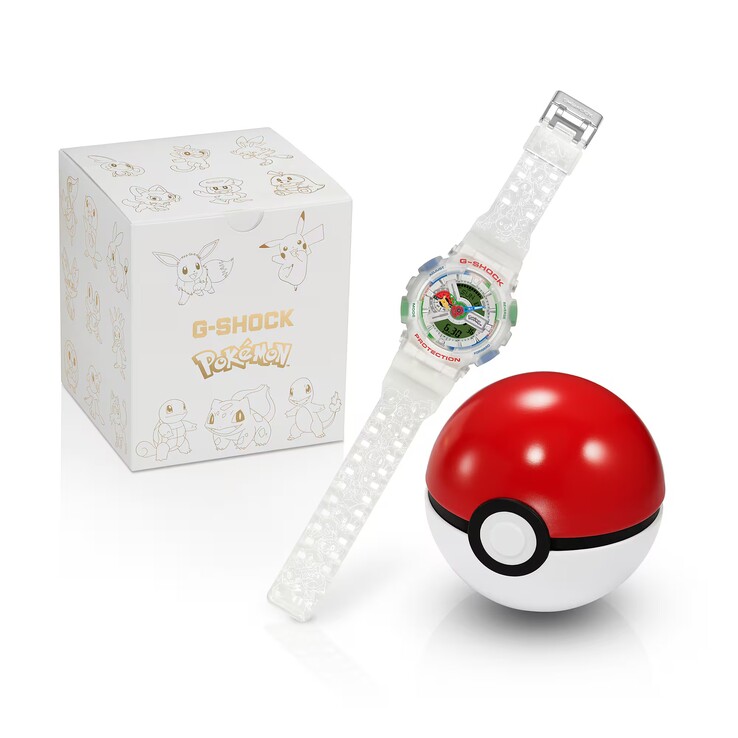 Cette montre en édition limitée est livrée avec un coffret de collection personnalisé ainsi qu'un présentoir en forme de Poké Ball.