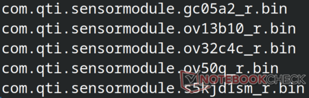 Fichiers binaires de configuration du module de capteur d'appareil photo Qualcomm trouvés dans le dump