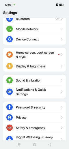 Page des paramètres