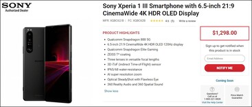 Prix du Sony Xperia 1 III. (Image source : Focus)