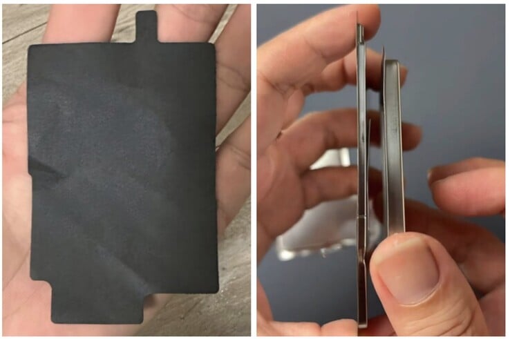 La batterie de l'iPhone 17 Air à côté de celle de l'iPhone 17 Pro. (Source de l'image : Majin Bu)