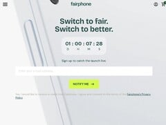 Le Fairphone 6 pourrait être annoncé le 25 juin à 11 heures CET (Capture d&#039;écran de : Fairphone.com).