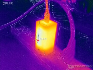 L'adaptateur secteur atteint plus de 44 °C lorsqu'il est soumis à des charges importantes