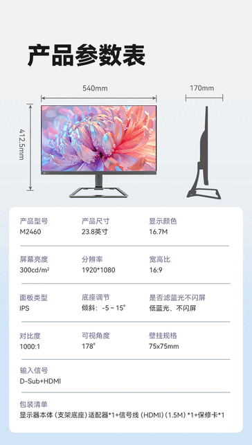 Les principales caractéristiques du moniteur Lecoo M2460