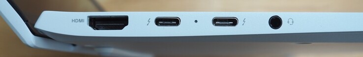 A gauche : HDMI, 2x USB-C 4 gen 3x2 (Power Delivery, DisplayPort, Thunderbolt 4), 3.5 mm