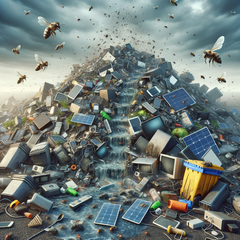 D'énormes piles de vieux smartphones, ordinateurs portables, téléviseurs, panneaux solaires et autres appareils électroniques menacent notre planète, selon le rapport de l'Observatoire mondial des déchets électroniques de l'UIT et de l'ONU pour 2024. (Source : image AI Dall-E 3)