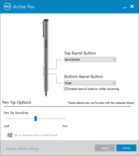 Les boutons sur le côté sont configurables dans l'application Dell Active Pen...
