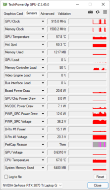 GPU-Z - GPU pour ordinateur portable Nvidia GeForce RTX 3070 Ti