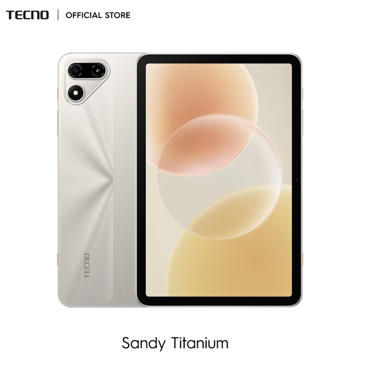 Le Tecno Megapad SE 2 en couleur « Sandy Titanium ».