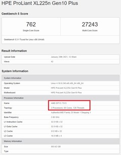 EPYC 7513. (Source de l'image : Geekbench)