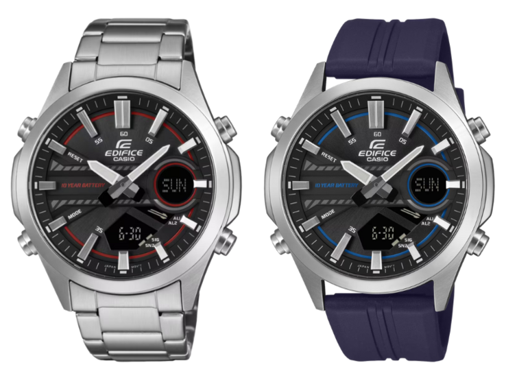 Les montres Casio Edifice EFV-C120D-1A4 (à gauche) et EFV-C120P-1A2 (à droite). (Source de l'image : Casio)