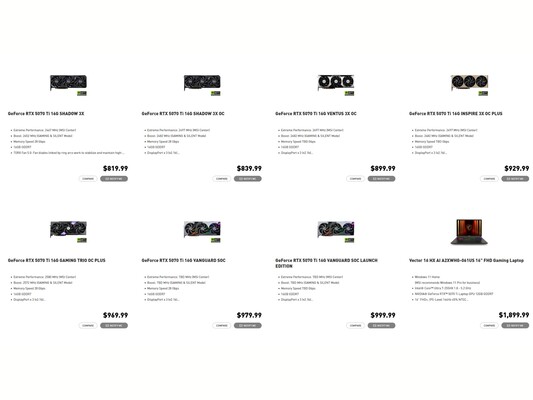 Prix de la RTX 5070 Ti dans la boutique MSI (Source de l'image : capture d'écran, boutique MSI)