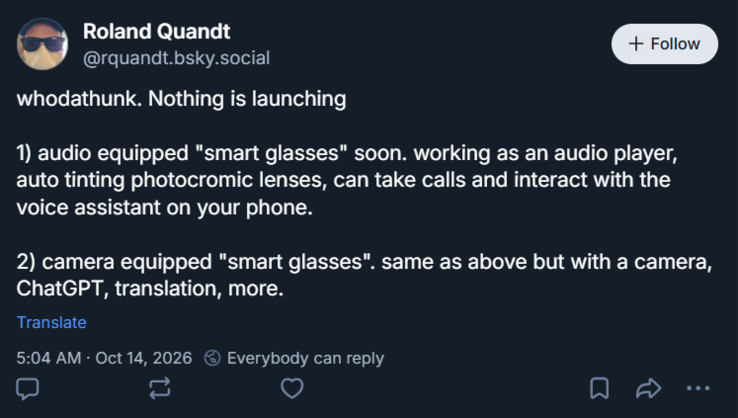 Rien ne fonctionne sur les lunettes connectées équipées d’un système audio ni sur une autre paire équipée d’une caméra.