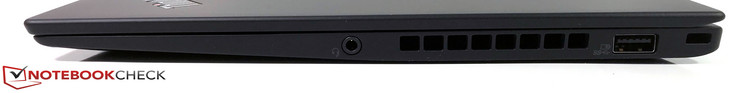 Right side: 3.5 mm stereo jack, USB 3.0, slot for a security lock