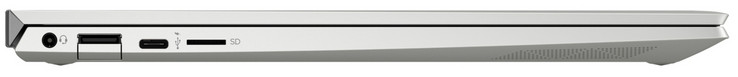Côté gauche : combo audio jack, 2 USB 3.1 Gen (1 Type A, 1 Type C), lecteur de carte SD (micro SD).