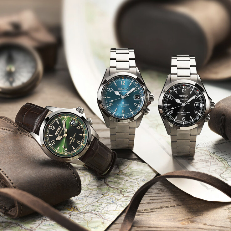 De gauche à droite, les Seiko Prospex Alpinist SPB507, SPB503 et SPB505. (Source de l'image : Seiko)