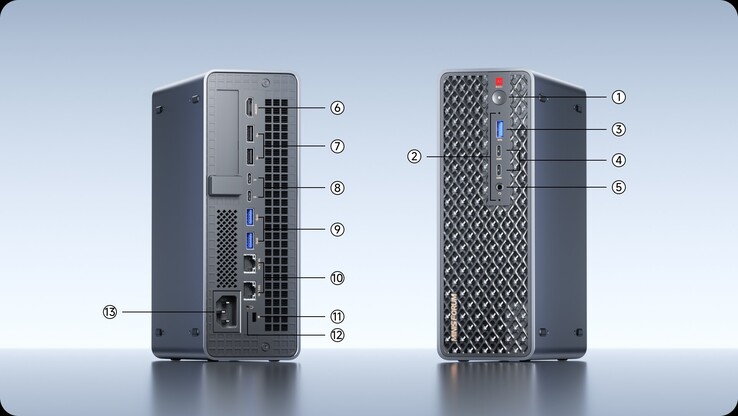 Ce mini-PC dispose d’un nombre appréciable de ports, dont quatre ports USB 4 au total. 