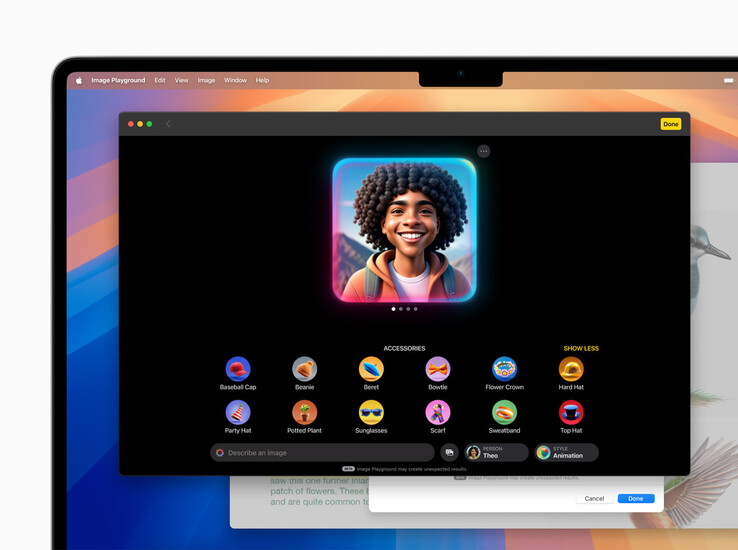 Apple affirme qu'Image Playground permet de créer des "images amusantes et uniques" à partir d'une série de concepts. (Source de l'image : Apple)