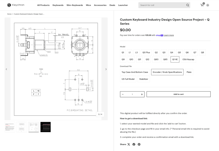 Site de téléchargement de dessins industriels 3D Keychron.