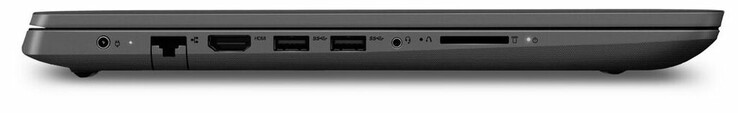 Côté gauche : entrée secteur, Ethernet gigabit, HDMI, 2 USB A 3.1 Gen 1, combo audio, lecteur de carte.