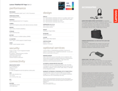 Lenovo ThinkPad X13 Yoga Gen 2 - Spécifications. (Source : Lenovo)