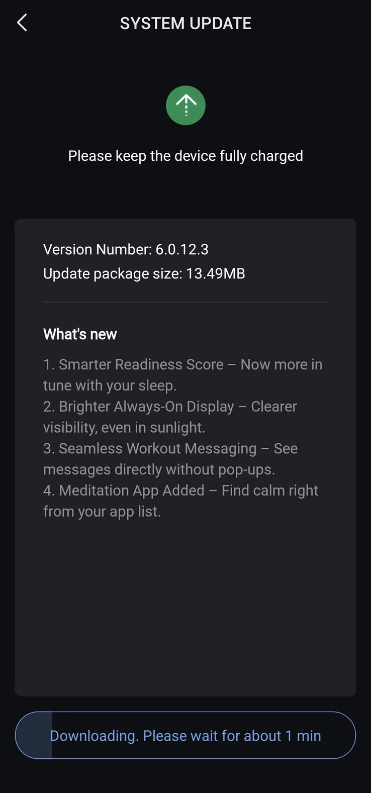 Les notes de mise à jour de la version 6.0.12.3 du logiciel de la smartwatch Amazfit Active 2. (Source de l'image : u/sidneylopsides via Reddit)