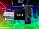 Apple Les puces de la série M1 pourraient défier les Threadrippers d'AMD et les cartes Ampere de Nvidia dans certains tests. (Image source : AMD/Apple/Nvidia/Pinterest - édité)