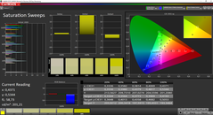 Fujitsu Celsius H980 - CalMAN : saturation - Avant calibrage.