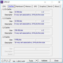 Chuwi AeroBook 13 - CPU-Z : Caches.
