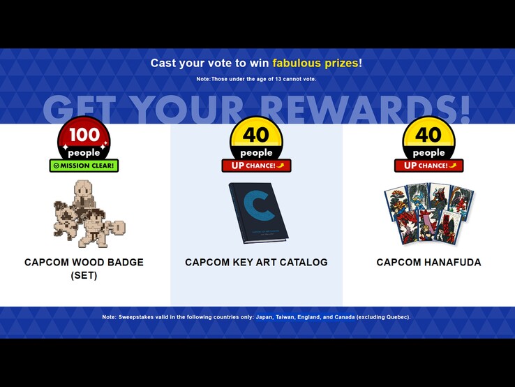 Avec 50 040 participants, Capcom souhaite augmenter le nombre de catalogues d'art clé à 100. Avec 100 040 participants, 100 jeux de cartes Hanafuda seront également tirés au sort. (Source : Capcom)