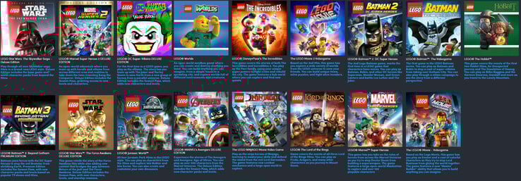 Tous les jeux inclus dans la sélection (Image source : Humble Bundle)